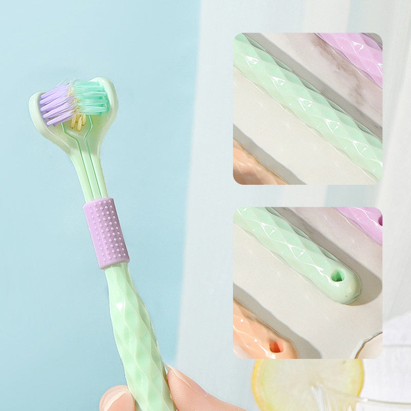 360° Triple-Head Soft & Hard Bristle Toothbrush