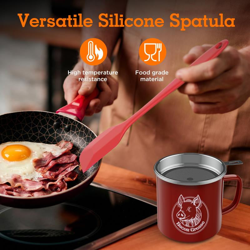 Reuse Bacon Grease Container with Strainer Kitchen Utensils
