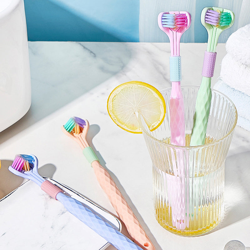 360° Triple-Head Soft & Hard Bristle Toothbrush
