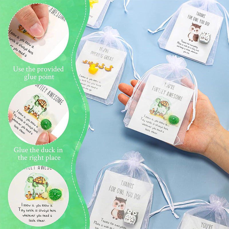 Funny Resin Animals with Thank You Cards, Appreciation Staff Pocket Gift