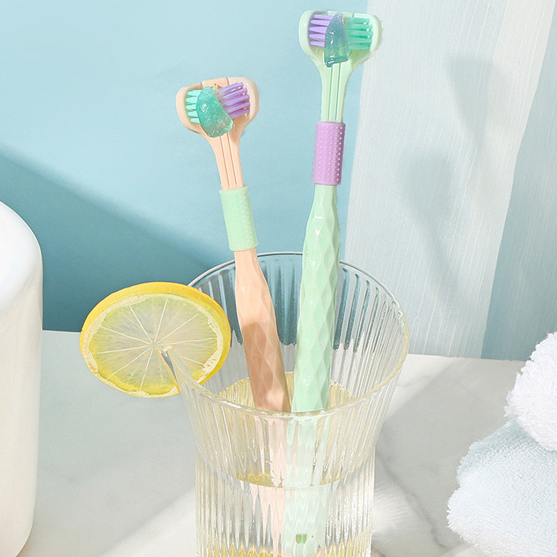 360° Triple-Head Soft & Hard Bristle Toothbrush