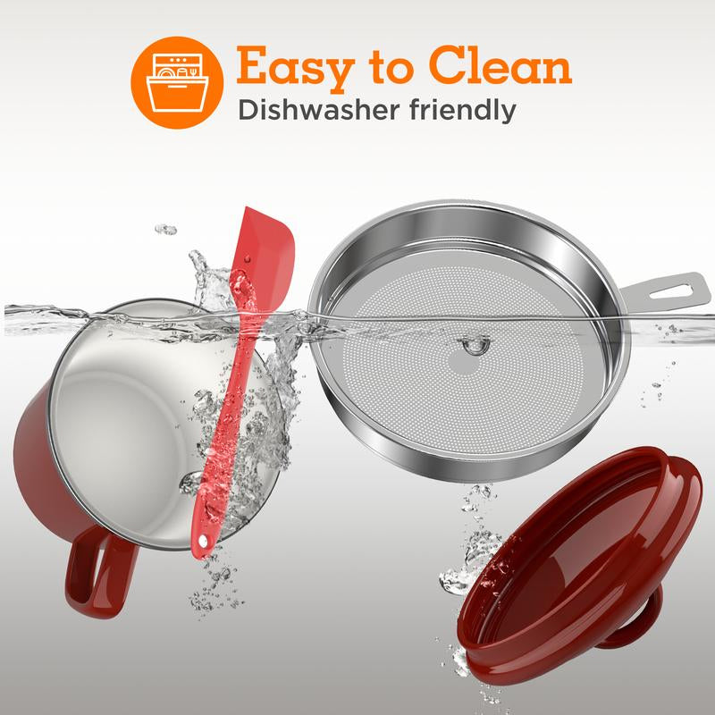 Reuse Bacon Grease Container with Strainer Kitchen Utensils