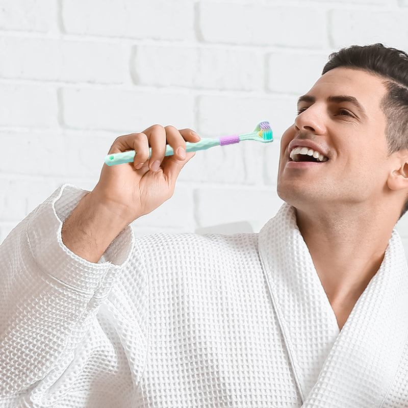 360° Triple-Head Soft & Hard Bristle Toothbrush