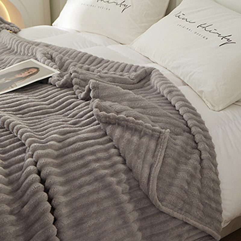 Jacquard randig fuskpäls filt