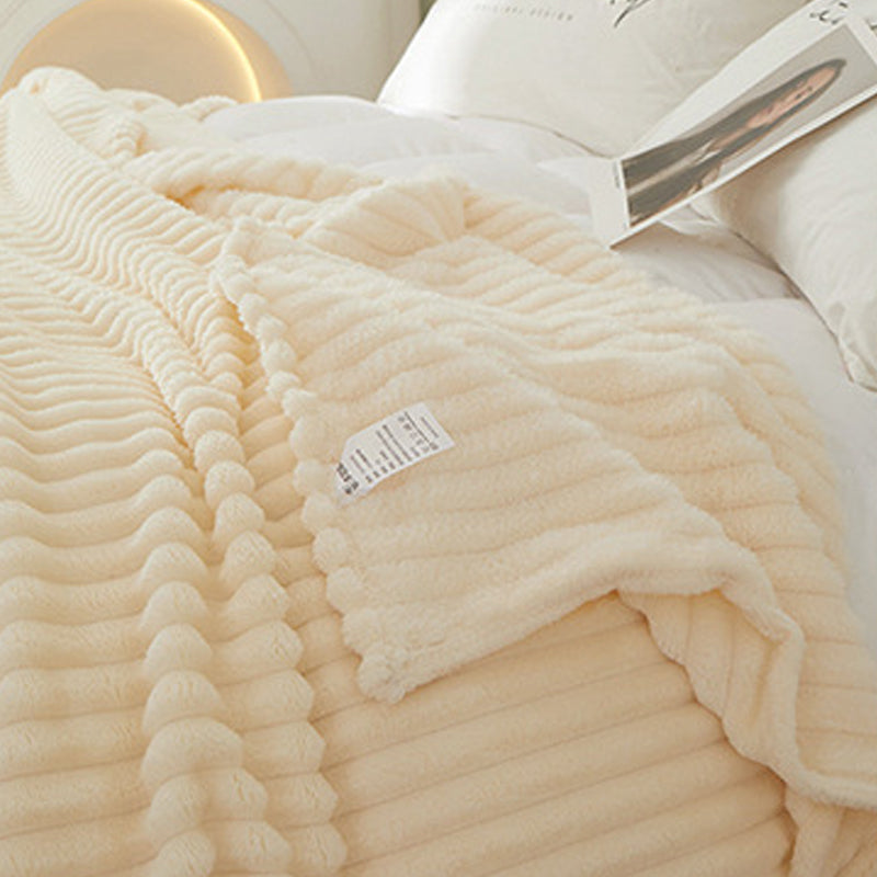 Jacquard randig fuskpäls filt