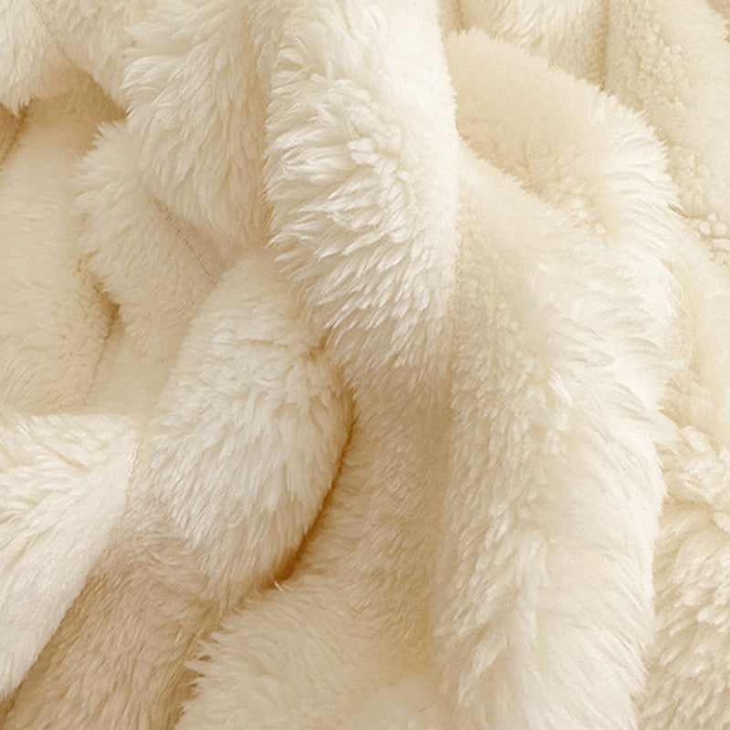 Jacquard randig fuskpäls filt