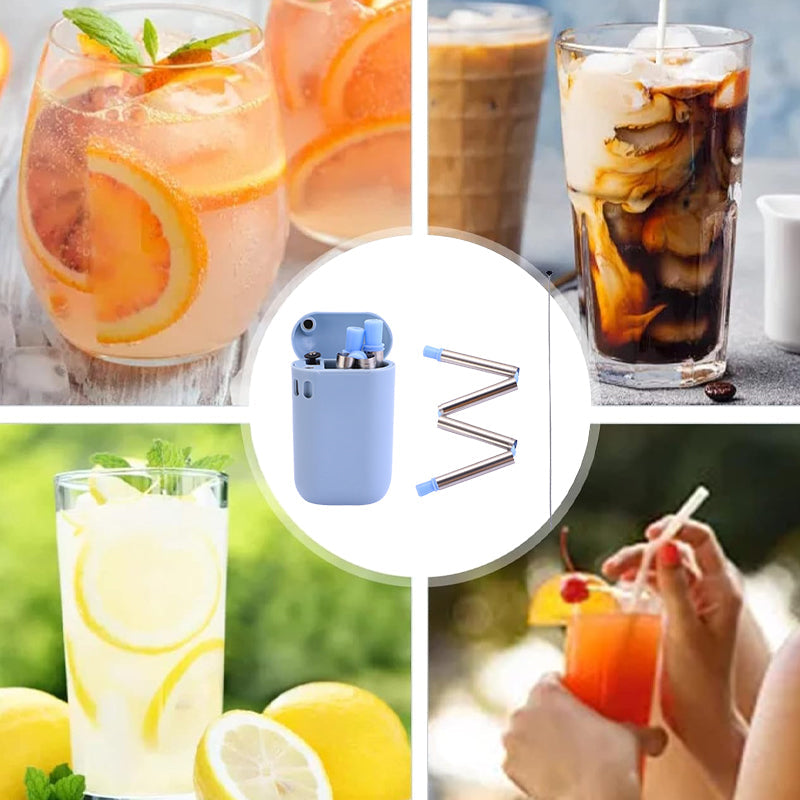 Hopfällbart sugrör i rostfritt stål