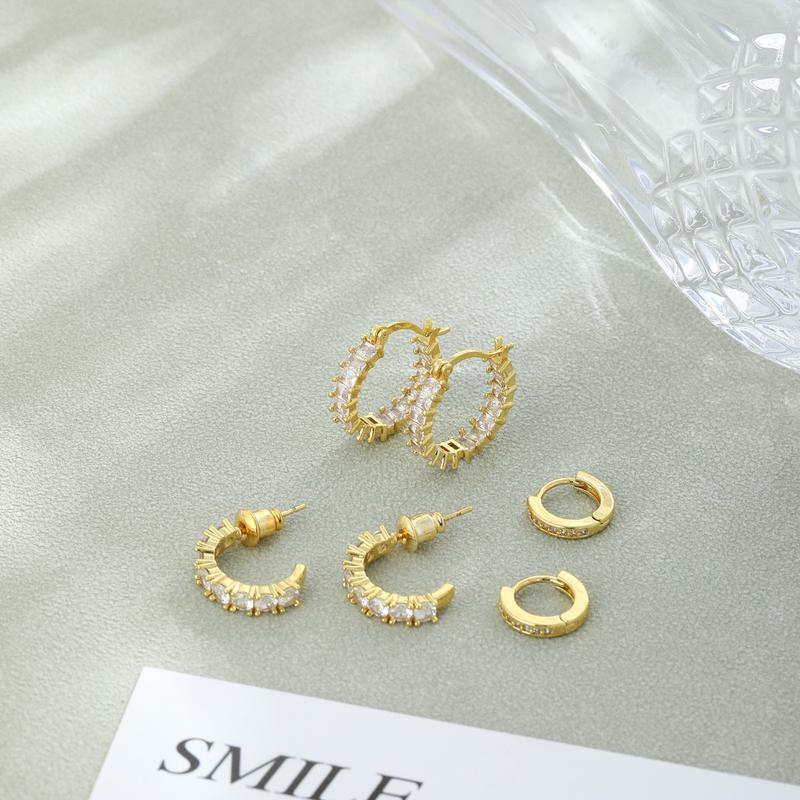 Sparkling Zirconia Chunky Hoop Earrings