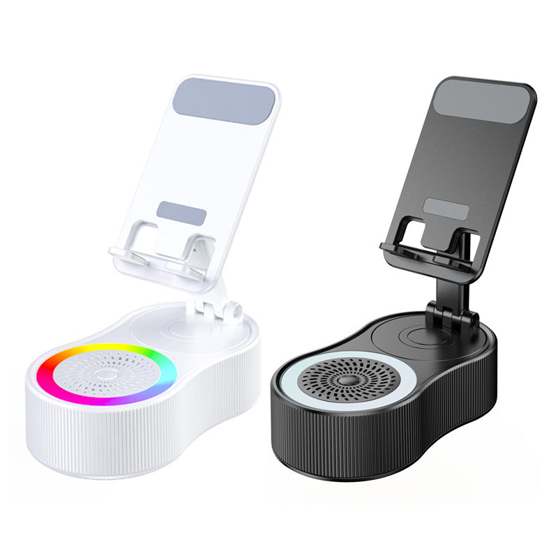 360° Adjustable Phone Stand with Built-in Bluetooth Speaker