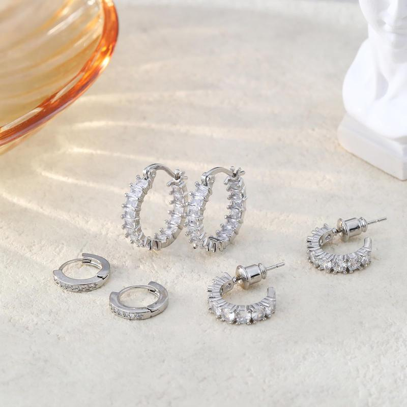 Sparkling Zirconia Chunky Hoop Earrings