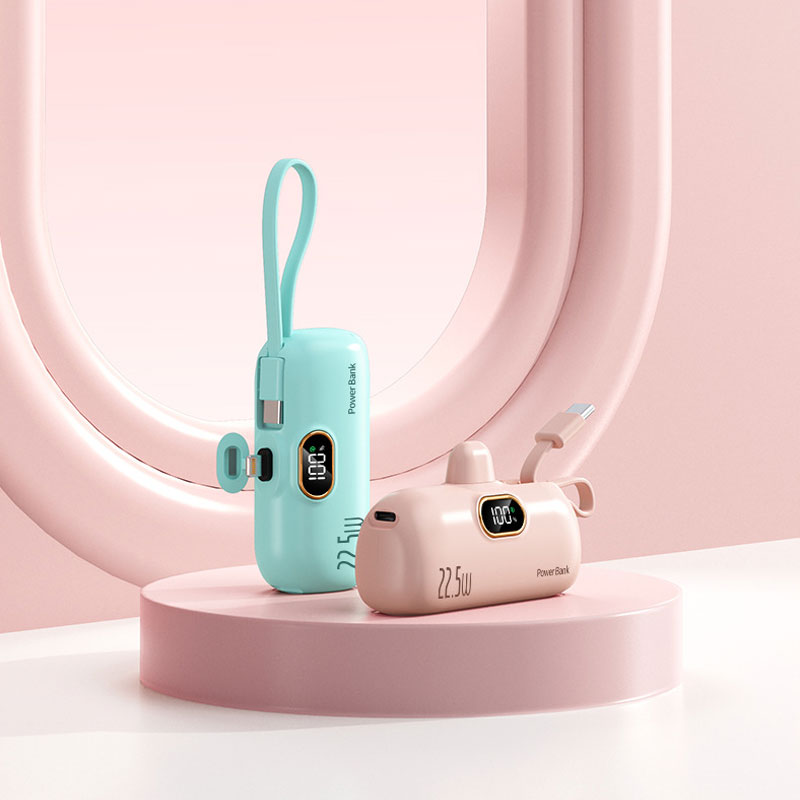 Mini Portable Charger with Built-in Cable