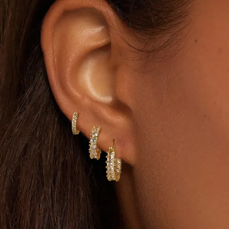 Sparkling Zirconia Chunky Hoop Earrings