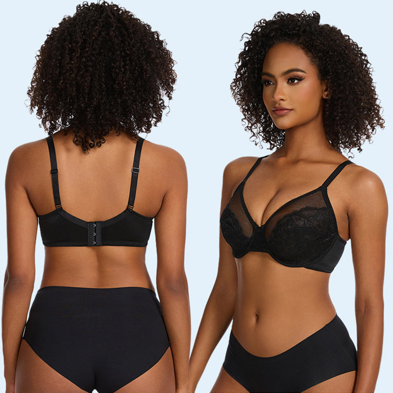 Floral Lace Breathable Mesh Comfort Bra