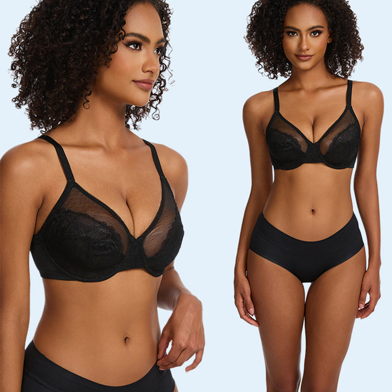 Floral Lace Breathable Mesh Comfort Bra