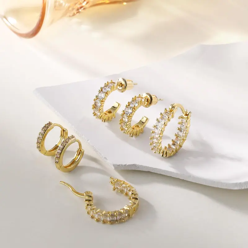 Sparkling Zirconia Chunky Hoop Earrings