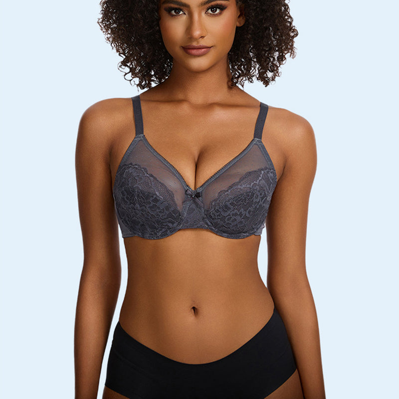 Floral Lace Breathable Mesh Comfort Bra