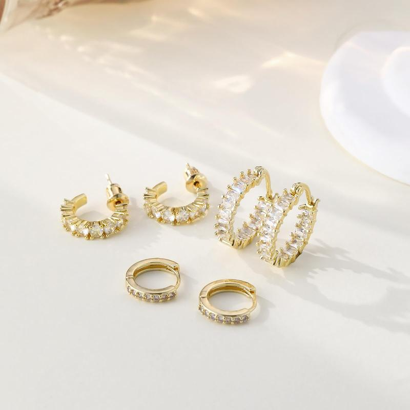 Sparkling Zirconia Chunky Hoop Earrings