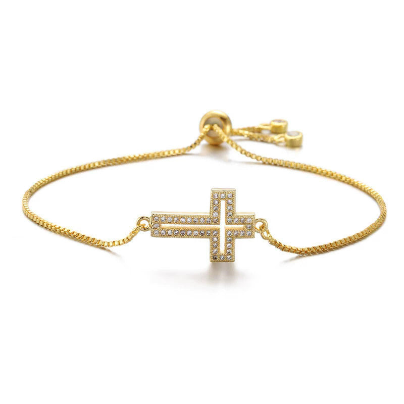 Rhinestone Cross Charm Bracelet