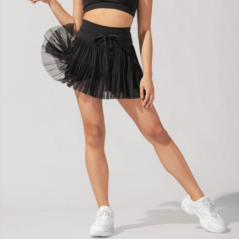 High Waist Pleated Skirt with Safety Shorts