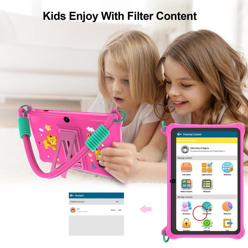 7-inch kids tablet with protective silicone case