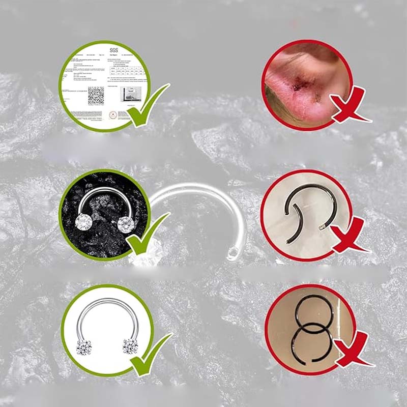 Zirkonium Hästsko Ring med Gängade Stenar för Piercingar