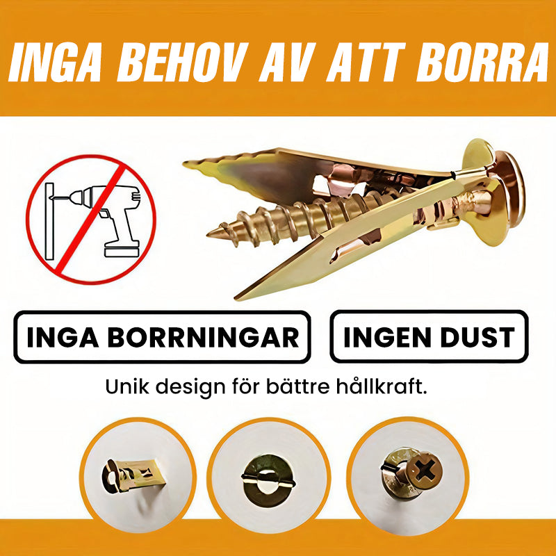 Gipsplatt Expansionsankare + Högstyrk Sinkskruvar Kit (Förpackning med 100)