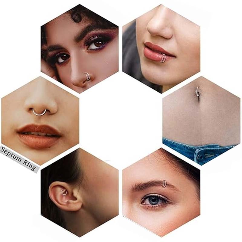 Zirkonium Hästsko Ring med Gängade Stenar för Piercingar