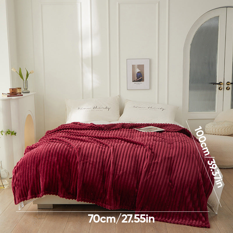 Jacquard randig fuskpäls filt