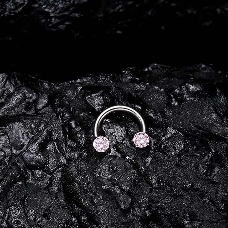 Zirkonium Hästsko Ring med Gängade Stenar för Piercingar