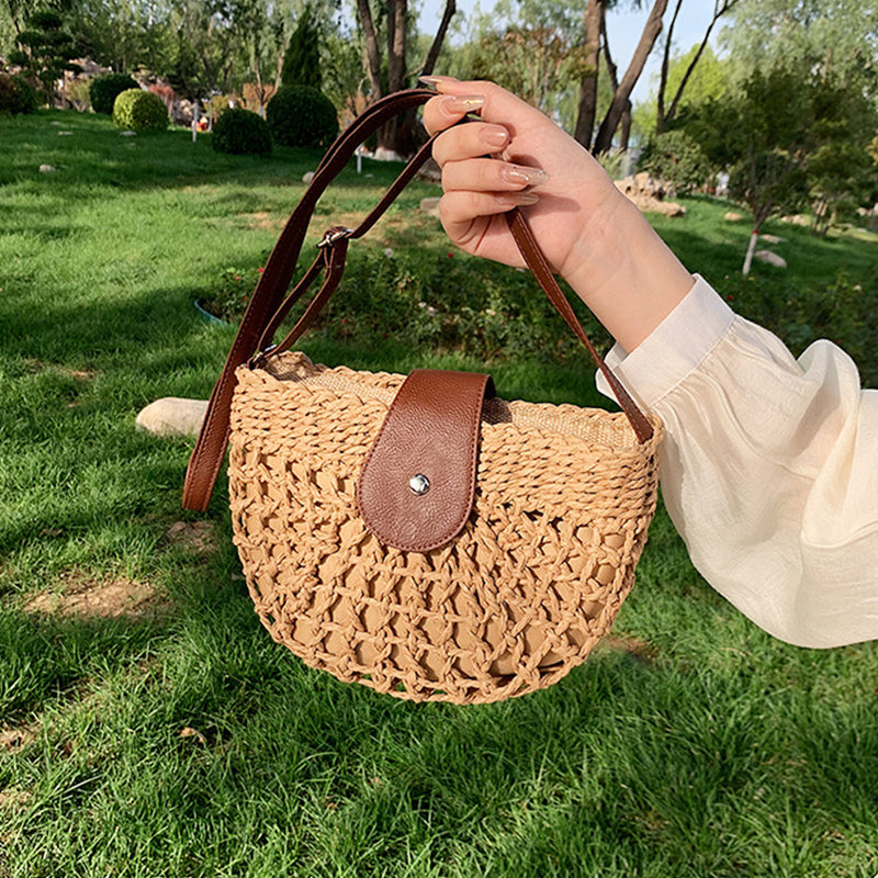 Woven Hollow-Out Crossbody Bag