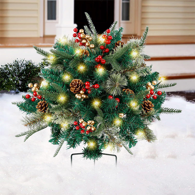 Pre-Lit Artificial Christmas Tree Urn Filler with Lights
