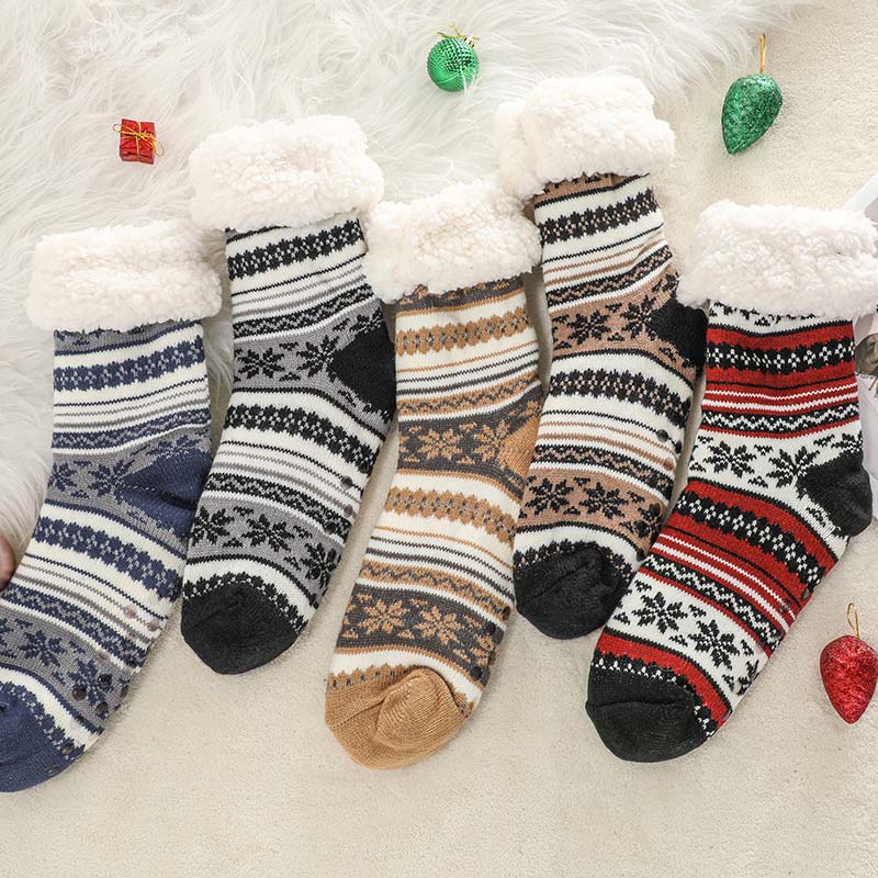 Snowflake Ultra-thick Cashmere Slipper Home Socks