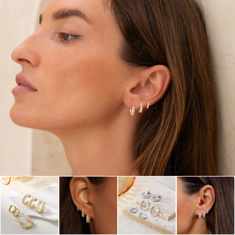 Sparkling Zirconia Chunky Hoop Earrings