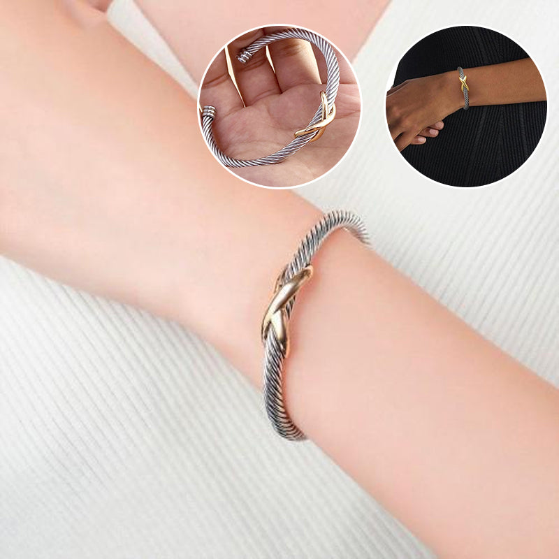 Bracelet Two Tone Twisted Bangle