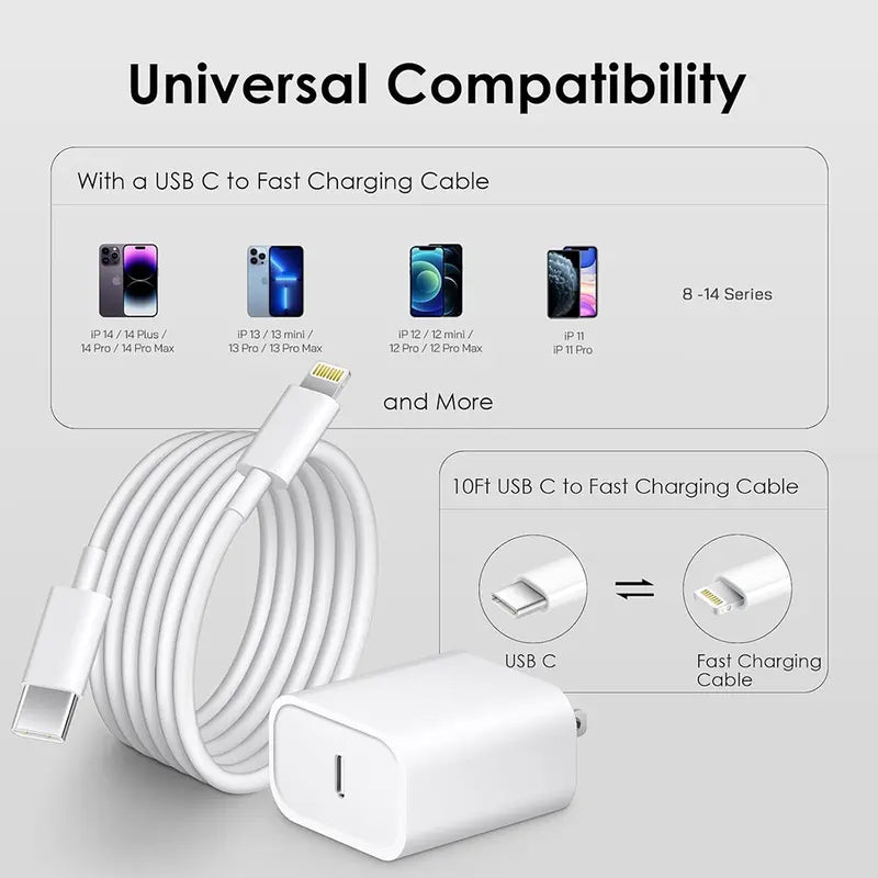 Fast PD Charger Set with Type-C to Lightning Cable