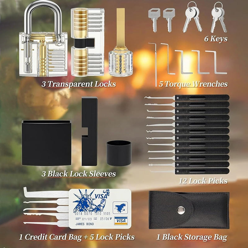 37-Piece Waterproof Lock Pick Set with Stainless Steel Keys
