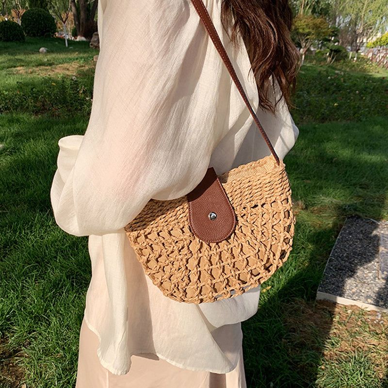 Woven Hollow-Out Crossbody Bag
