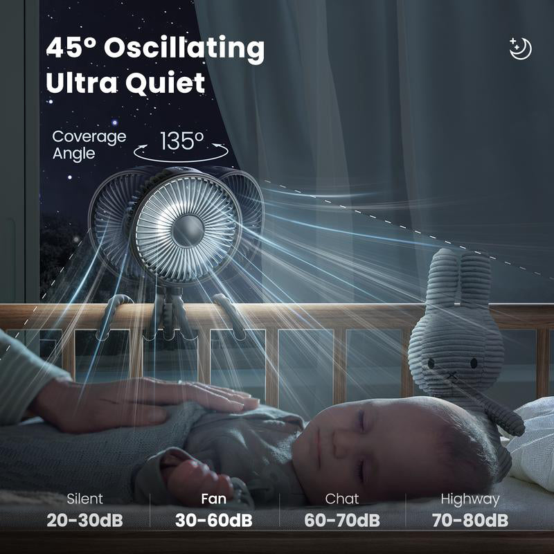Stroller Hanging USB Rechargeable Octopus Fan with Adjustable Head