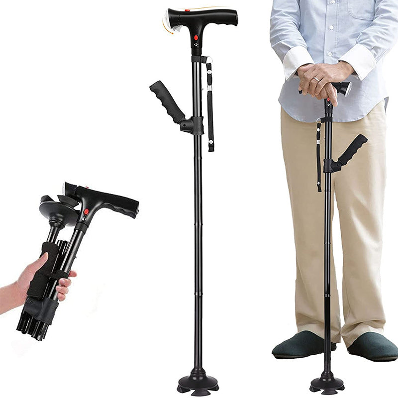 Aluminiumlegering med LED-ljus Halkfri hopfällbar käpp