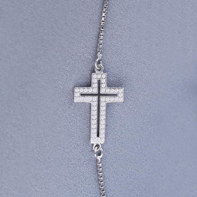 Rhinestone Cross Charm Bracelet