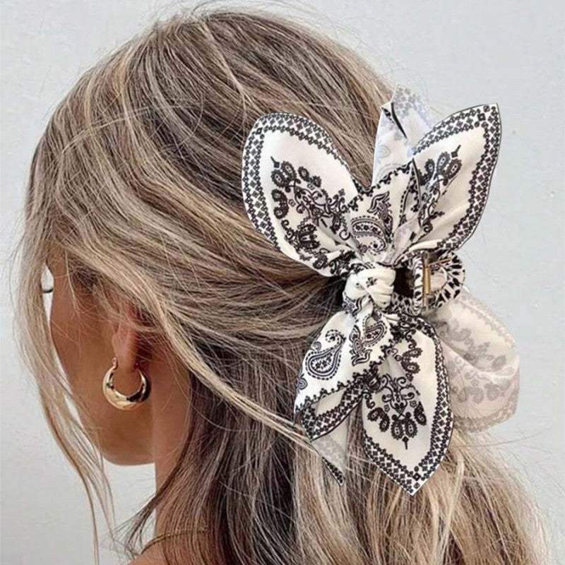 Double-Sided Paisley Bow Hair Claw