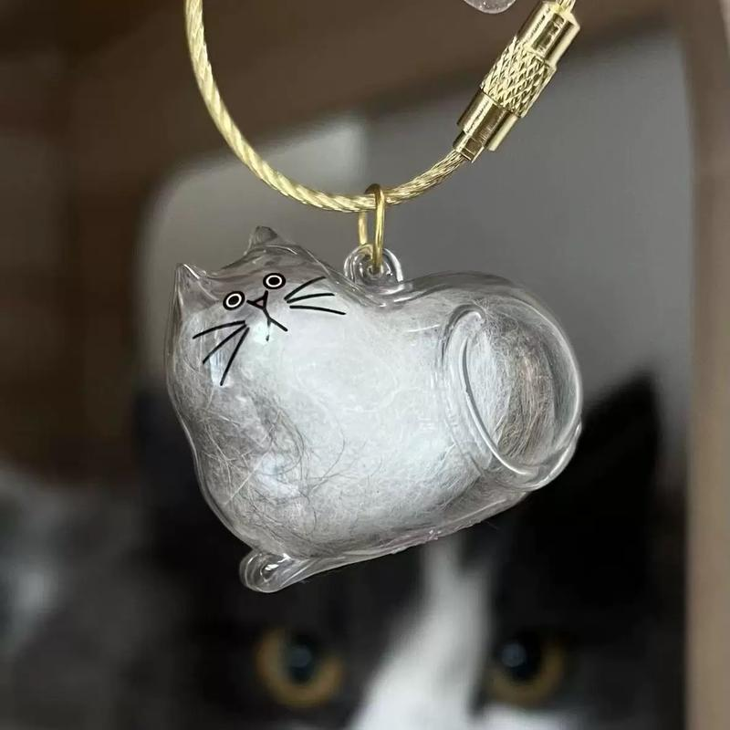 Cat Fur Keepsake Keychain β Transparent Memory Pendant for Pet Hair Storage