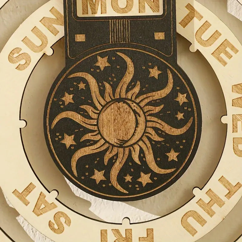 Trä roterande cirkulär evighetskalender