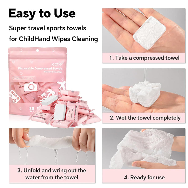 Compressed Travel Towels – Individually Wrapped Disposable Face Towels