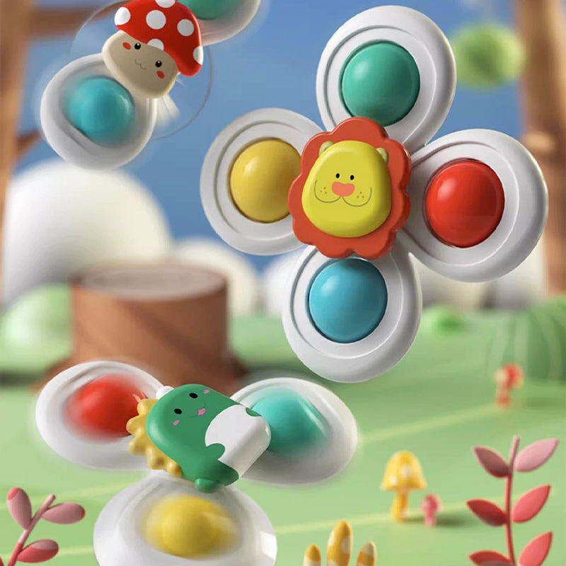 Tecknad snurrande leksak med sugkopp för barn