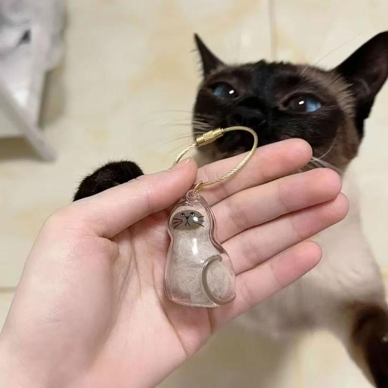 Cat Fur Keepsake Keychain β Transparent Memory Pendant for Pet Hair Storage