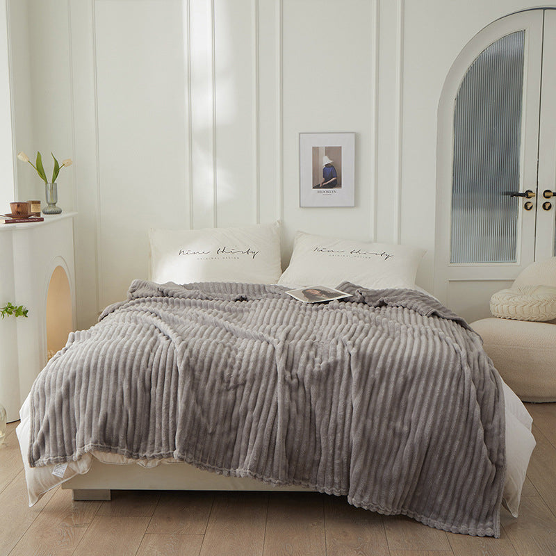 Jacquard randig fuskpäls filt