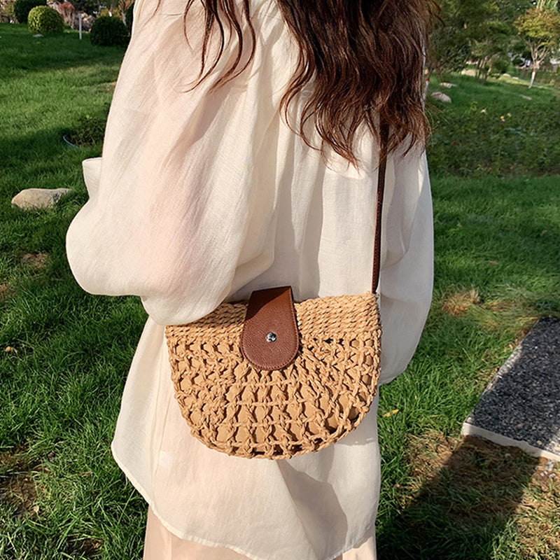 Woven Hollow-Out Crossbody Bag