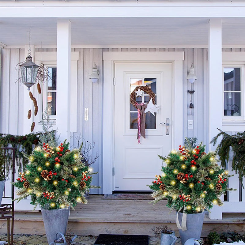 Pre-Lit Artificial Christmas Tree Urn Filler with Lights