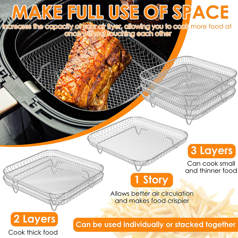 Set of 3 Stackable Baskets for Airfryer